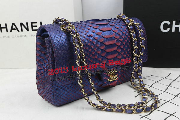 Chanel 2.55 Series Flap Bags Original Snake Leather A1112 Blue