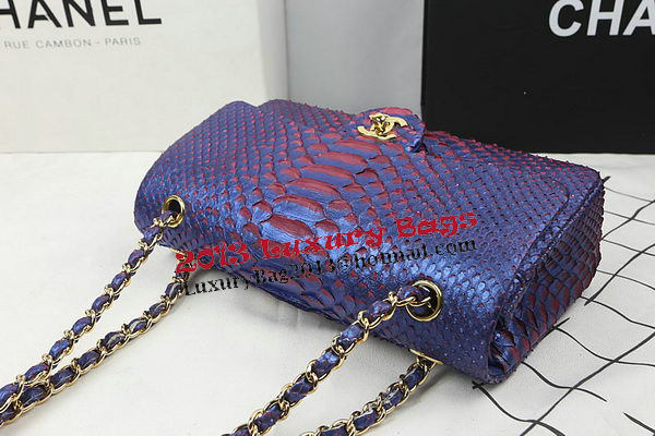 Chanel 2.55 Series Flap Bags Original Snake Leather A1112 Blue