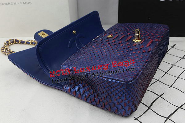 Chanel 2.55 Series Flap Bags Original Snake Leather A1112 Blue