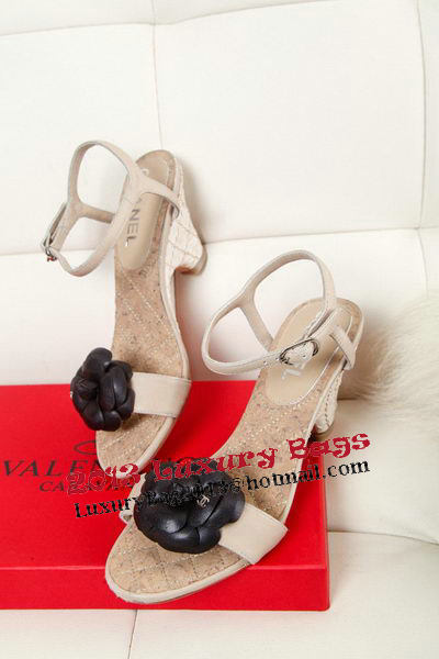 Chanel Sheepskin Leather Sandals CH1008YZM Apricot