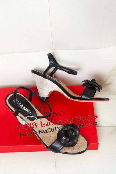 Chanel Sheepskin Leather Sandals CH1008YZM Black