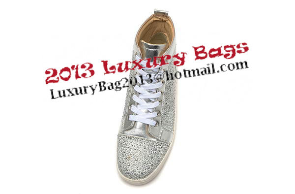 Christian Louboutin Casual Shoes Suede Leather CL888 Silver