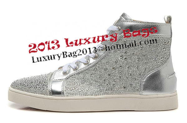 Christian Louboutin Casual Shoes Suede Leather CL888 Silver