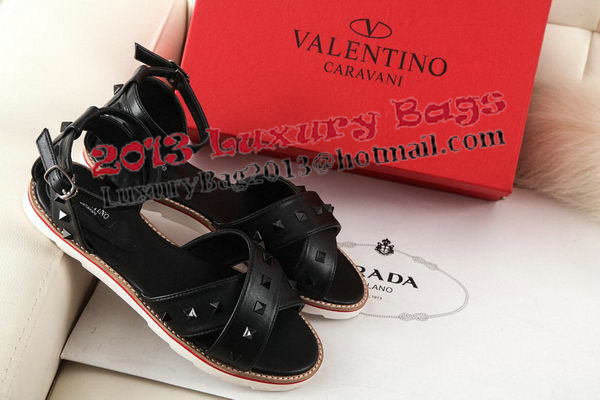 Valentino Calfskin Leather Flat VT329YZM Black