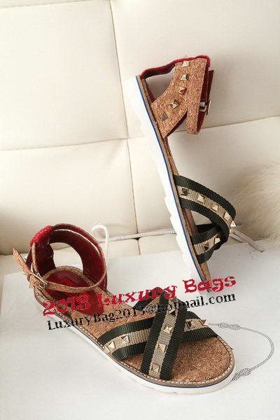 Valentino Leather Flat VT331YZM Black&Red&Brown