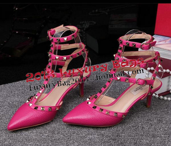 Valentino Litchi Leather Rivet 65mm Sandal VT246YZM Rose