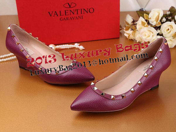 Valentino Litchi Leather Rivet Pump VT239YZM Purple