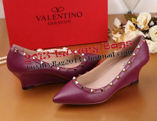 Valentino Litchi Leather Rivet Pump VT239YZM Purple