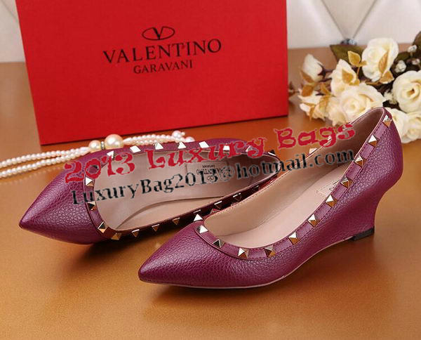 Valentino Litchi Leather Rivet Pump VT239YZM Purple