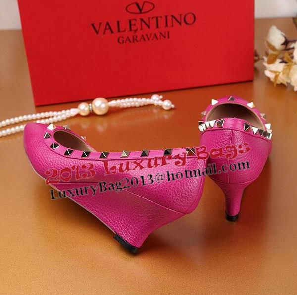 Valentino Litchi Leather Rivet Pump VT239YZM Rose