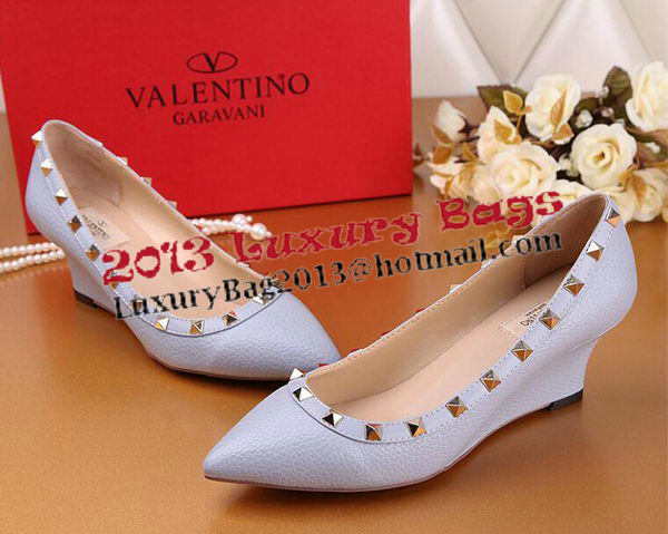 Valentino Litchi Leather Rivet Pump VT239YZM SkyBlue