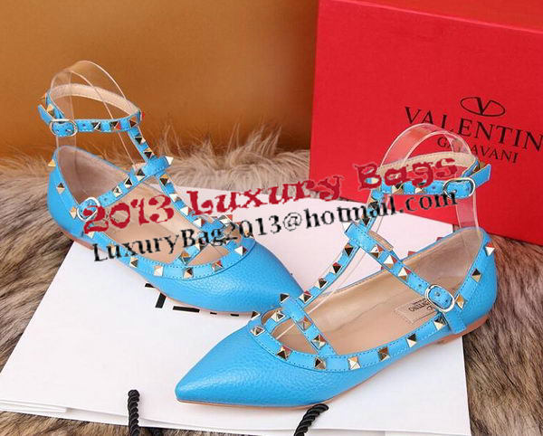 Valentino Litchi Leather Rivet Sandal VT221YZM Royal