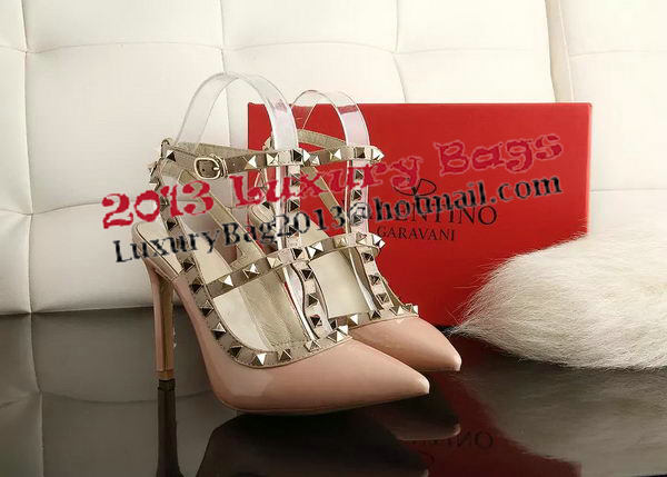 Valentino Patent Leather Rivet 100mm Sandal VT270YZM Apricot