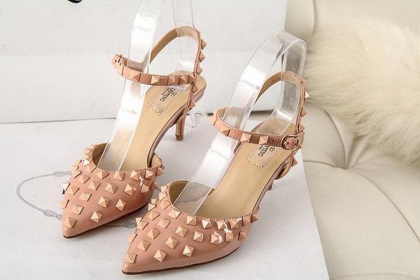 Valentino Patent Leather Rivet 65mm Sandal VT305YZM Apricot