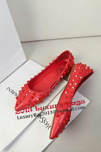 Valentino Patent Leather Rivet Flat VT289YZM Red