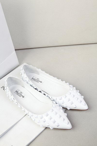 Valentino Patent Leather Rivet Flat VT289YZM White