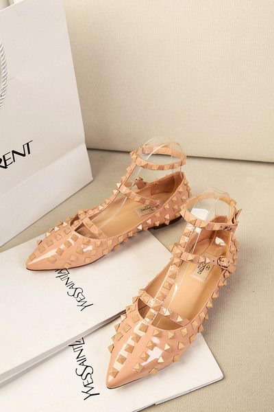 Valentino Patent Leather Rivet Flat VT293YZM Apricot