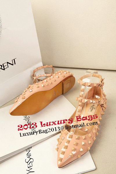 Valentino Patent Leather Rivet Flat VT293YZM Apricot