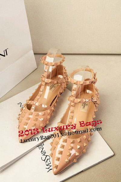 Valentino Patent Leather Rivet Flat VT293YZM Apricot