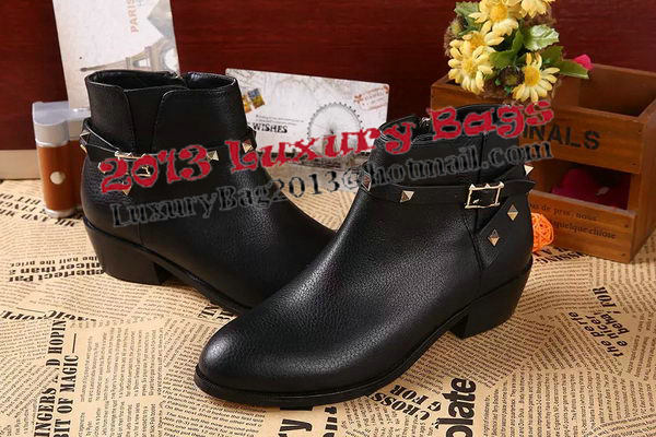 Valentino Sheepskin Leather Ankle Boot VT344YZM Black