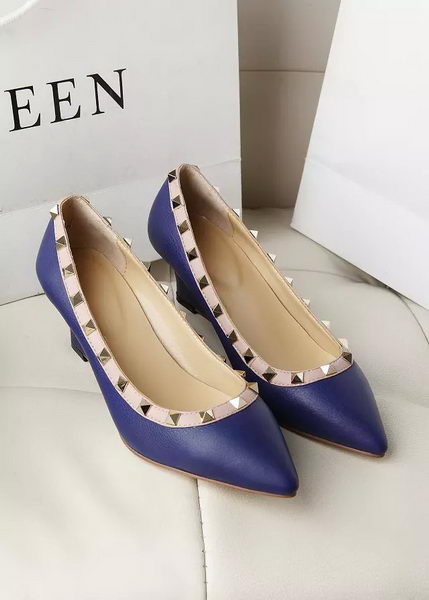 Valentino Sheepskin Leather Rivet 65mm Pump VT278YZM Blue