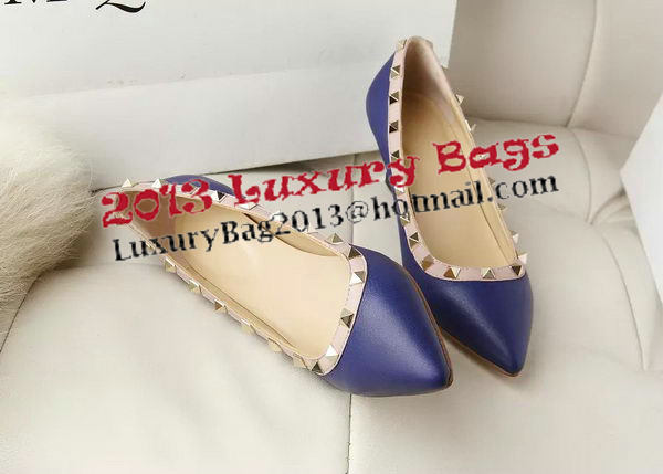 Valentino Sheepskin Leather Rivet 65mm Pump VT278YZM Blue