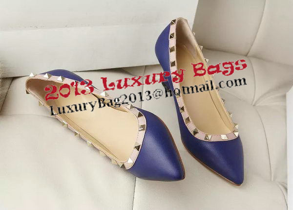 Valentino Sheepskin Leather Rivet 65mm Pump VT278YZM Blue