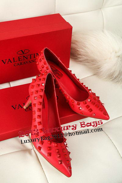 Valentino Sheepskin Leather Rivet 65mm Pump VT285YZM Red