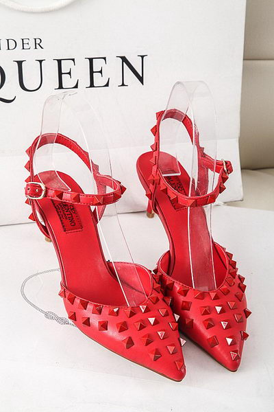 Valentino Sheepskin Leather Rivet 65mm Sandal VT306YZM Red