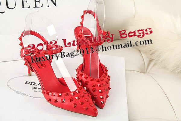 Valentino Sheepskin Leather Rivet 65mm Sandal VT306YZM Red