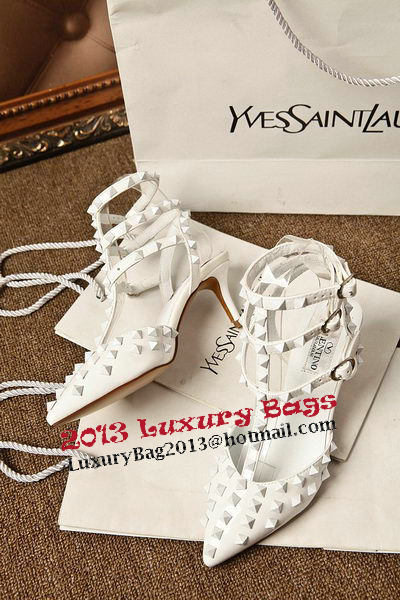 Valentino Sheepskin Leather Rivet 65mm Sandal VT309YZM White