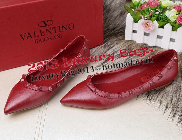 Valentino Sheepskin Leather Rivet Flat VT208YZM Red