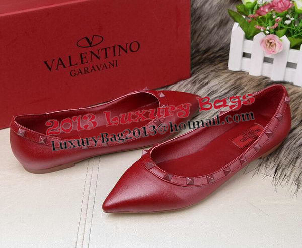 Valentino Sheepskin Leather Rivet Flat VT208YZM Red