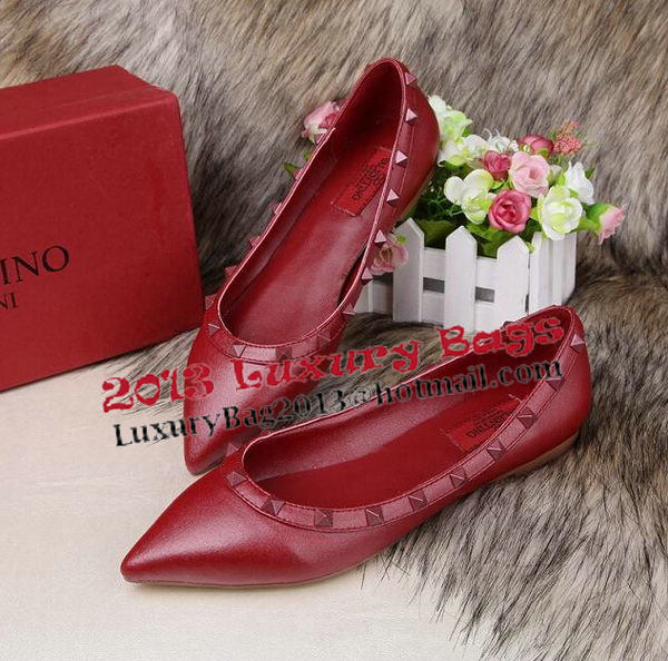 Valentino Sheepskin Leather Rivet Flat VT208YZM Red