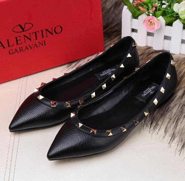 Valentino Sheepskin Leather Rivet Flat VT213YZM Black