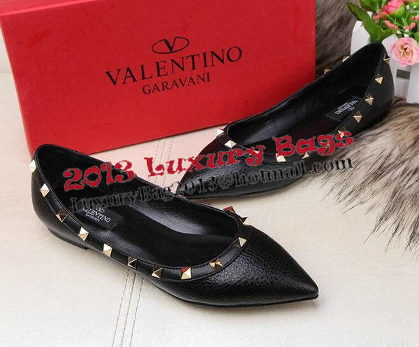 Valentino Sheepskin Leather Rivet Flat VT213YZM Black