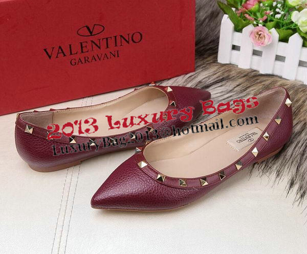 Valentino Sheepskin Leather Rivet Flat VT213YZM Burgundy