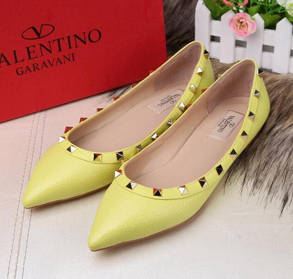 Valentino Sheepskin Leather Rivet Flat VT213YZM Lemon