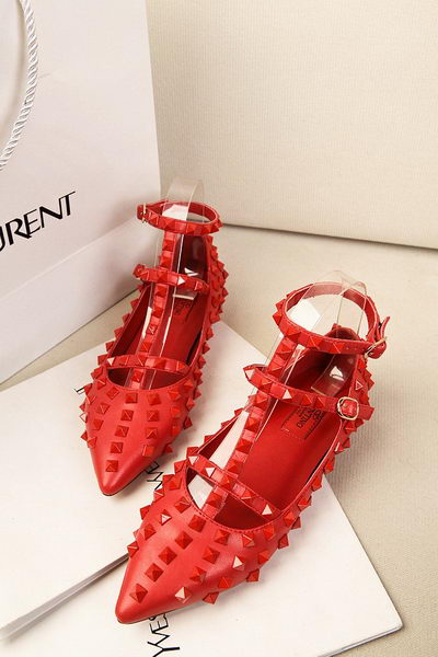 Valentino Sheepskin Leather Rivet Flat VT295YZM Red