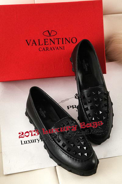 Valentino Sheepskin Leather Rivet Flat VT301YZM Black