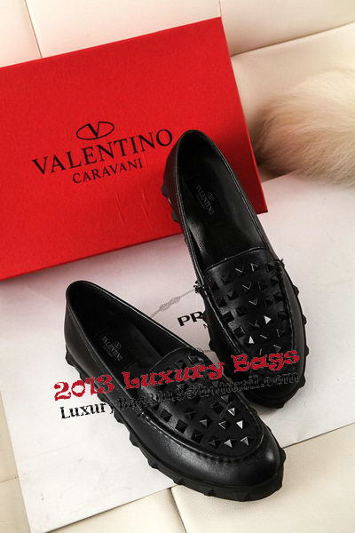 Valentino Sheepskin Leather Rivet Flat VT301YZM Black