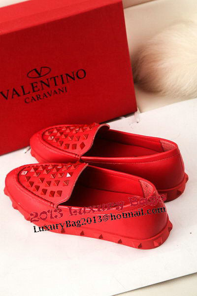 Valentino Sheepskin Leather Rivet Flat VT301YZM Red