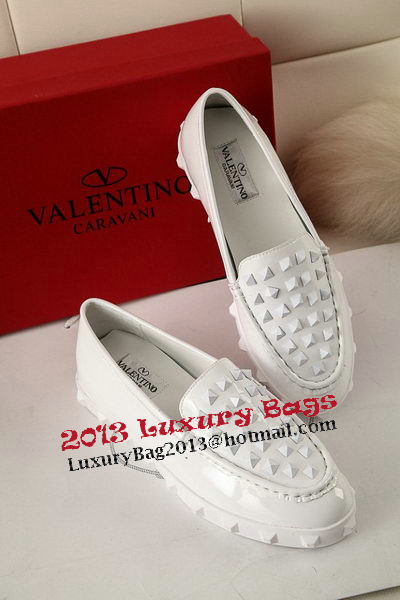 Valentino Sheepskin Leather Rivet Flat VT301YZM White