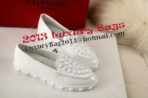 Valentino Sheepskin Leather Rivet Flat VT301YZM White