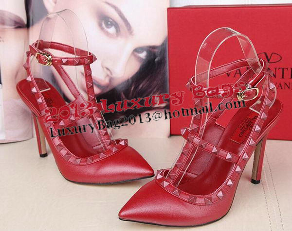 Valentino Smooth Leather Rivet 100mm Sandal VT258YZM Red