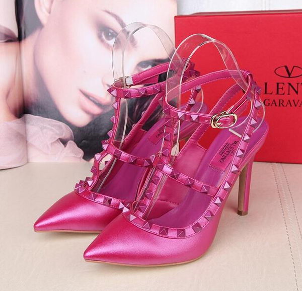 Valentino Smooth Leather Rivet 100mm Sandal VT258YZM Rosy