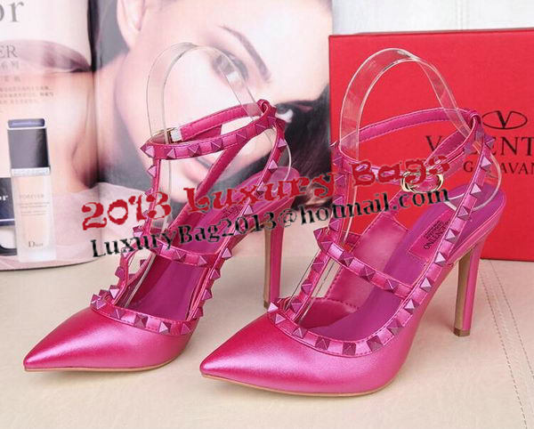 Valentino Smooth Leather Rivet 100mm Sandal VT258YZM Rosy