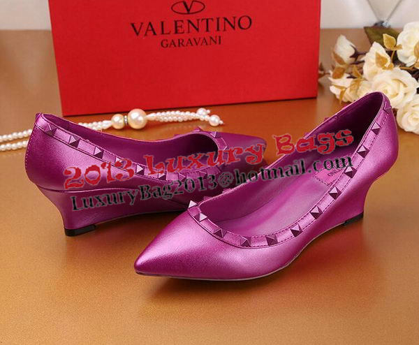 Valentino Smooth Leather Rivet Pump VT233YZM Purple