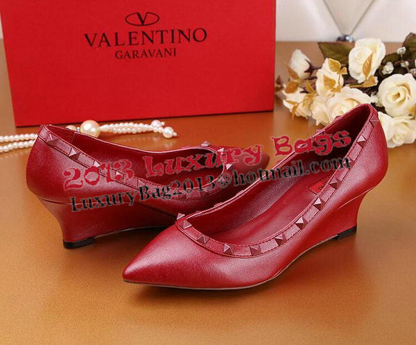 Valentino Smooth Leather Rivet Pump VT233YZM Red