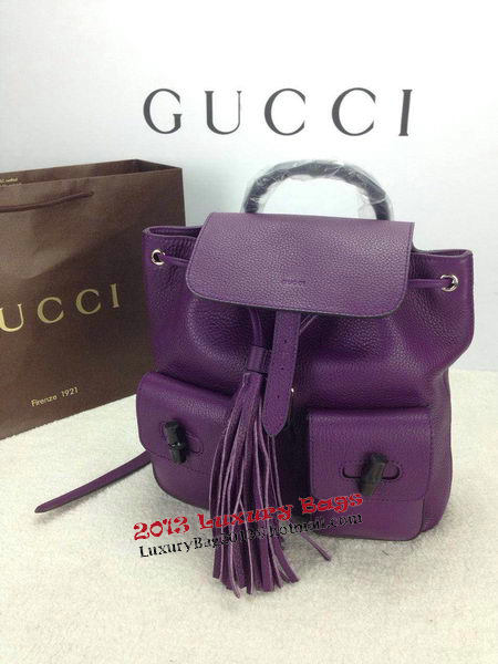 Gucci Original Bamboo Leather Backpack 370833 Purple